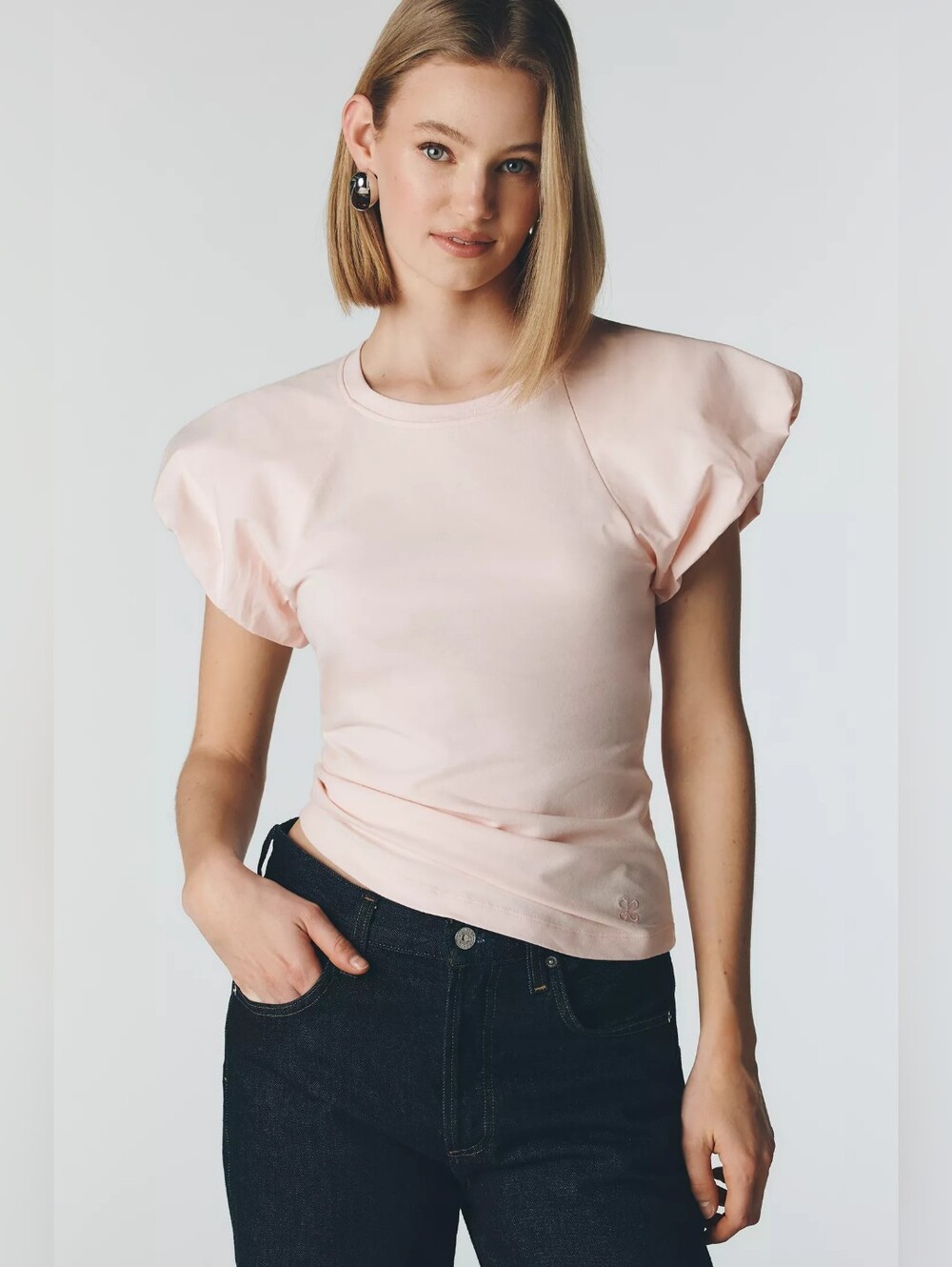 Anthropologie Maeve Cloud Flutter-Sleeve Tee Sz XXS NWT